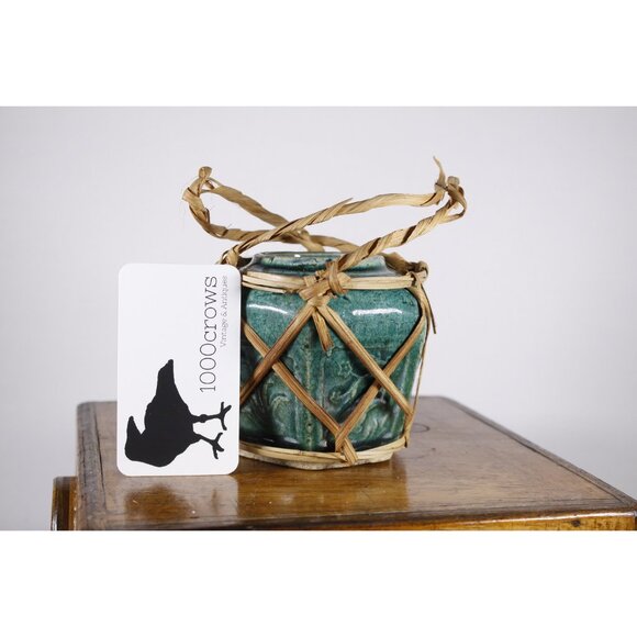 Antique Chinese hexagonal green ginger jar, blue ginger jar, Chinese small - Picture 7 of 10